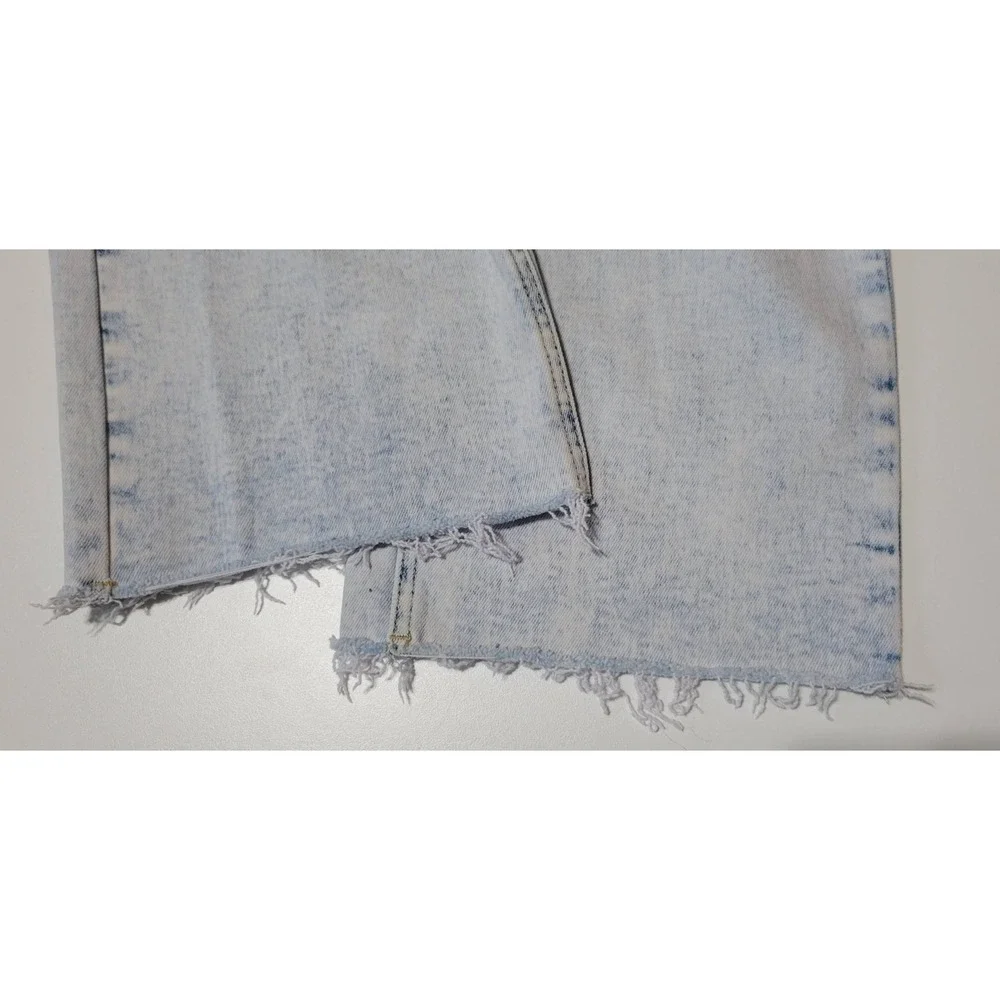 RISEN Straight Relaxed Subtle Flare Distressed Jeans